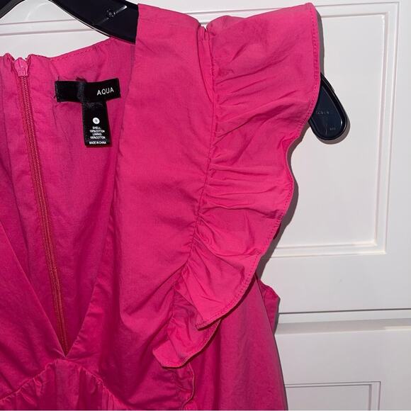 AQUA Ruffled Mini Dress Hot Pink Small - Picture 6 of 9